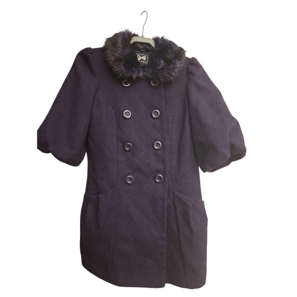 Women's Forever 21 Purple Coat Size S with Faux Fur Collar - Picture 2 of 4